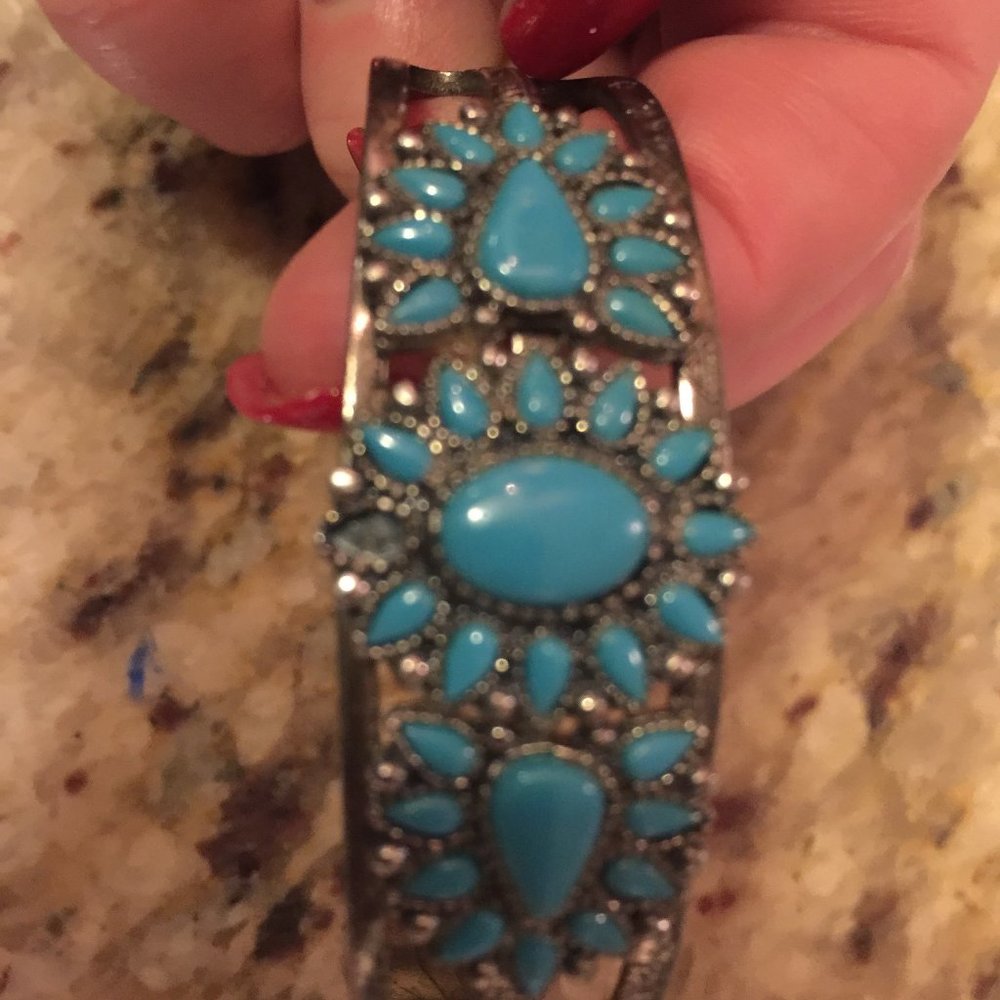 Vintage Turquoise Silver Cuff Bracelet